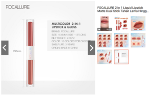 FOCALLURE 2 In 1 Liquid Lipstick Matte Dual Stick