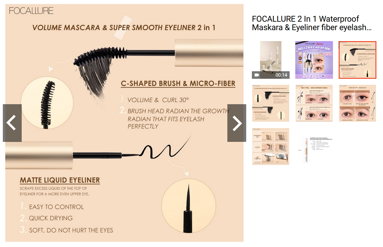 FOCALLURE 2 In 1 Waterproof Maskara & Eyeliner