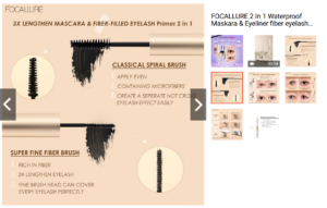 FOCALLURE 2-In-1 Waterproof Maskara & Eyeliner