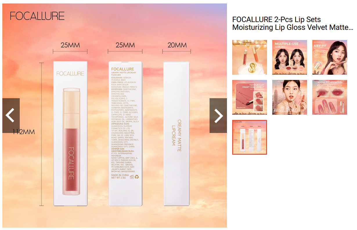 FOCALLURE 2 Pcs Lip Sets