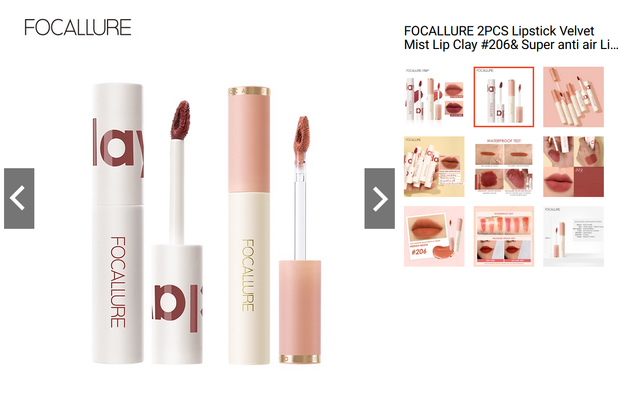 FOCALLURE 2PCS Lipstick Velvet Mist & Lip Clay