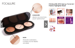 FOCALLURE 2PCS Set Lip Tint & 3in1 Palette