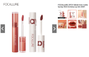 FOCALLURE 2PCS Velvet Mist Matte Lipclay & Dewy Lip Tint