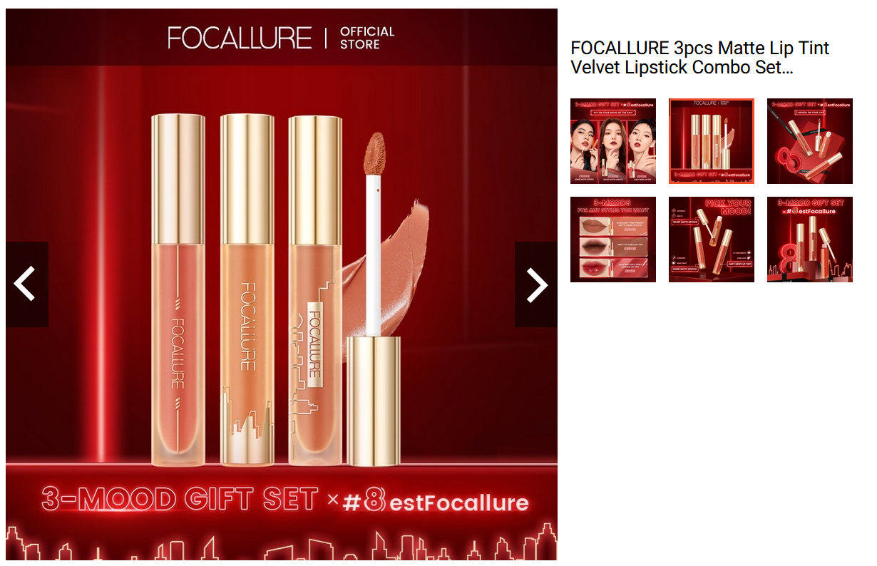 FOCALLURE 3pcs Matte Lip Tint & Velvet Lipstick Combo Set