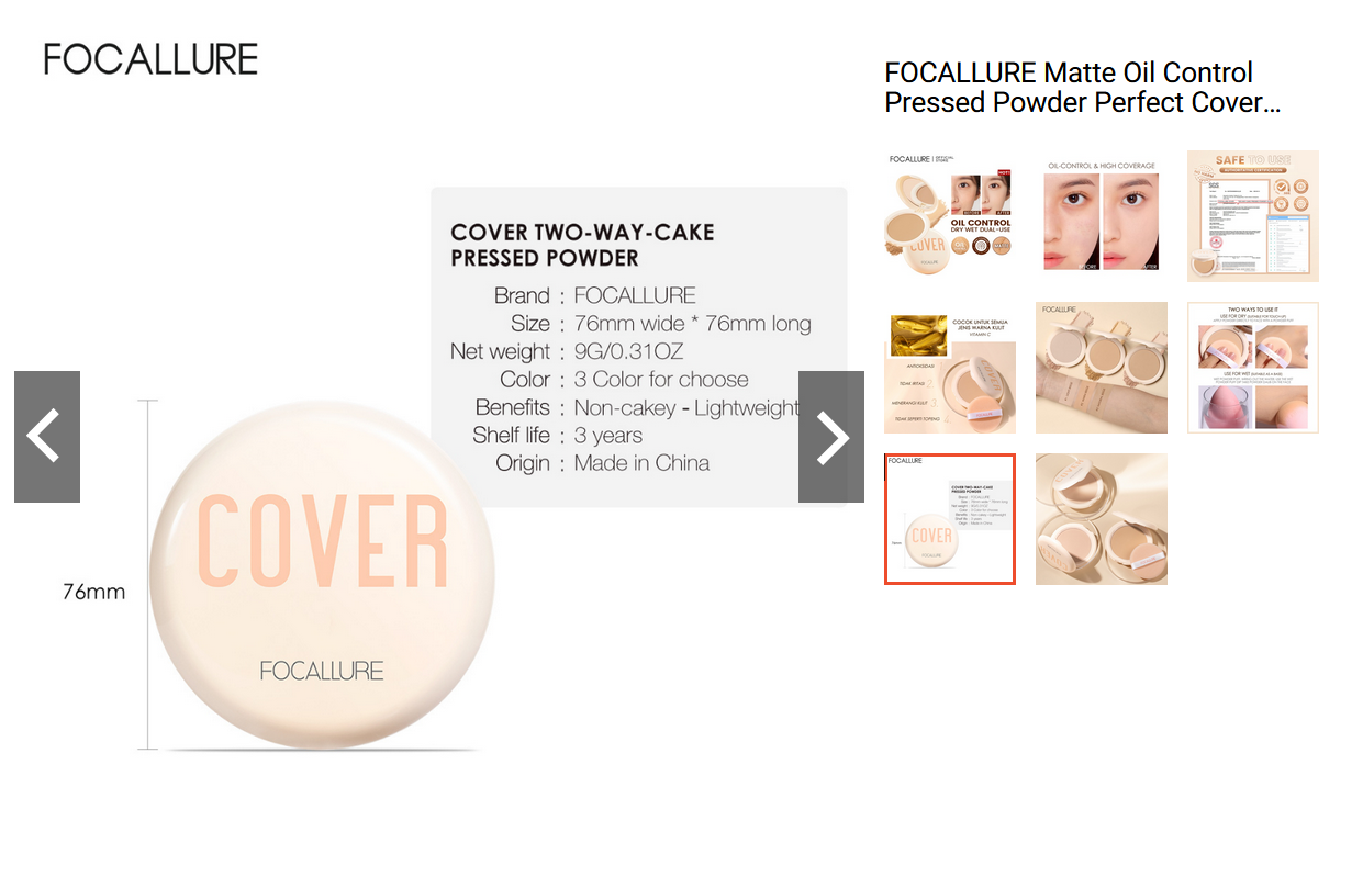 FOCALLURE Matte Oil-Control Pressed Powder