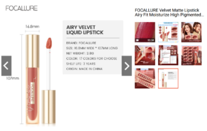 FOCALLURE Velvet Matte Lipstick Airy Fit Moisturize