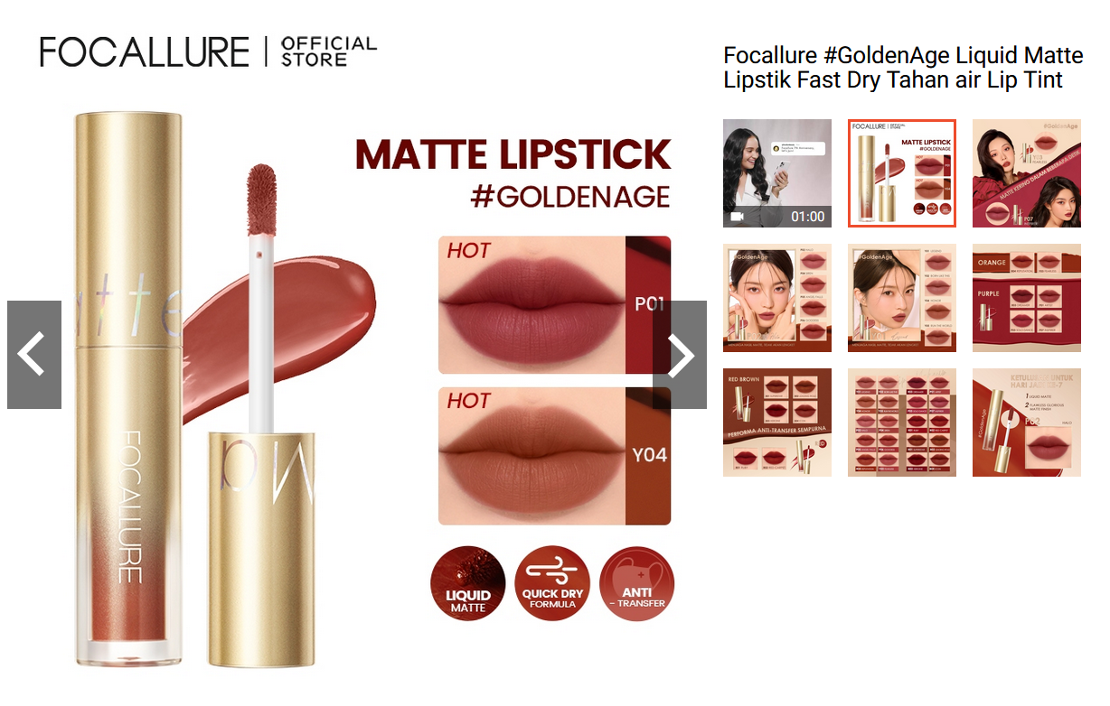 Focallure GoldenAge Liquid Matte Lipstik