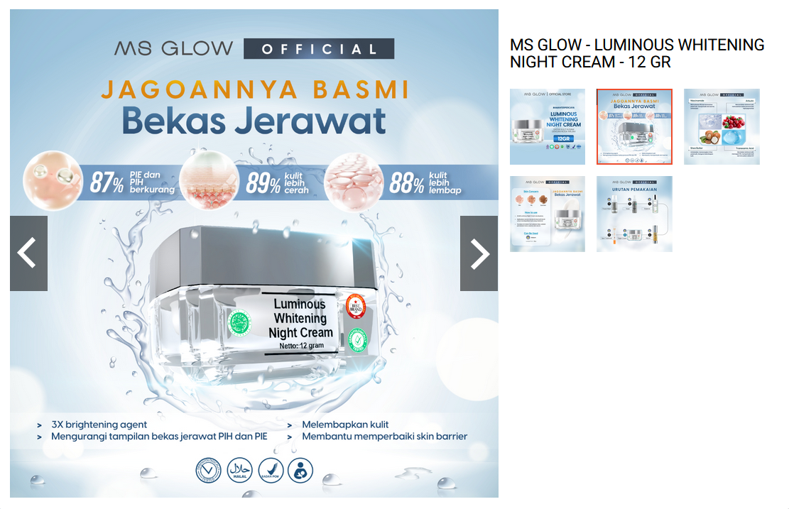 MS Glow Luminous Whitening Night Cream