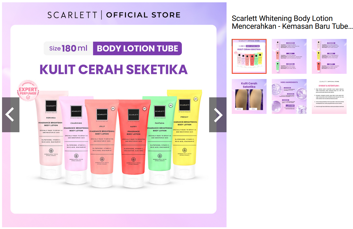 Scarlett Whitening Body Lotion Tube